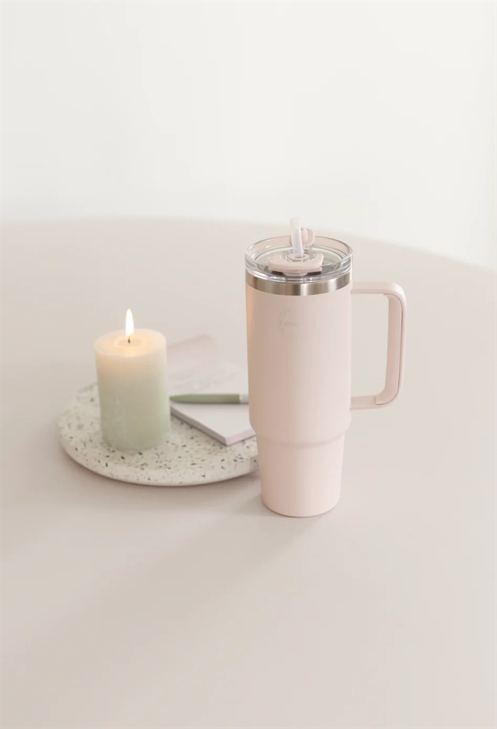 Aya & Ida Thermo Cup With Straw Soft Rose - Shop Online Her