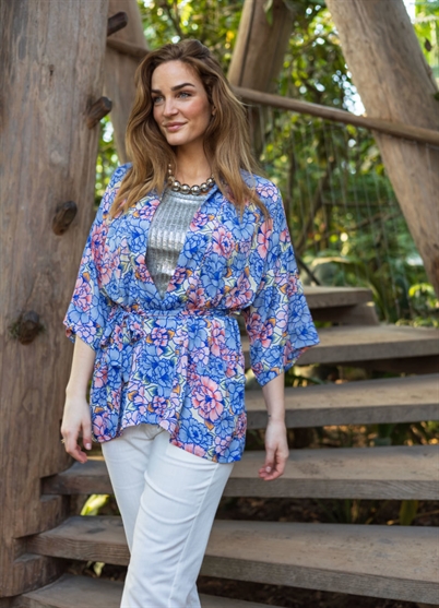 Black Colour Bcluna Kimono Blossom Blue - Shop Online Hos Blossom