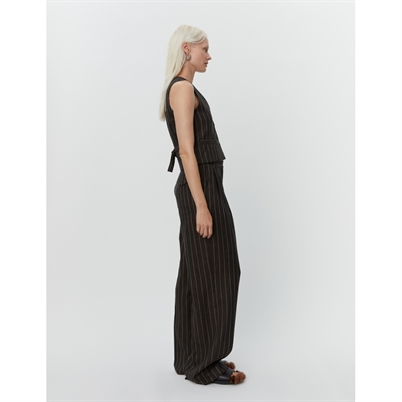 Day Birger Et Mikkelsen Frida Casual Linen Stripe Vest Chocolate Brown - Shop Online