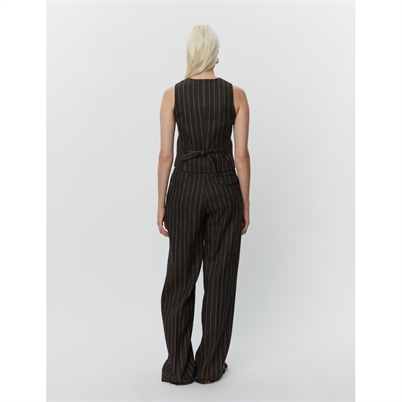 Day Birger Et Mikkelsen Frida Casual Linen Stripe Vest Chocolate Brown - Shop Online