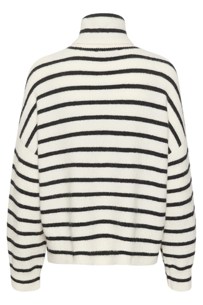 Gestuz Alphagz Rollneck Strik Ivory Black Striped - Shop Online Hos Blossom