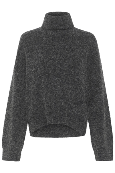 Gestuz Alphagz Rollneck Strik Charcoal Melange - Shop Online Her