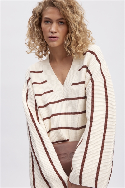 Gestuz Sebagz Strik Egret With Brown Stripes Shop Online Hos Blossom