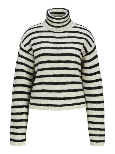 JJXX JxRosanna Roll Neck Strik Vanilla Ice Black - Shop Online Her