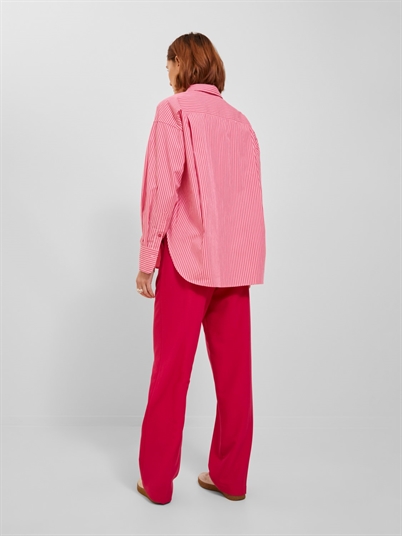 JJXX Jxjamie Relaxed Poplin Skjorte Cerise Stripe-Shop Online Hos Blossom