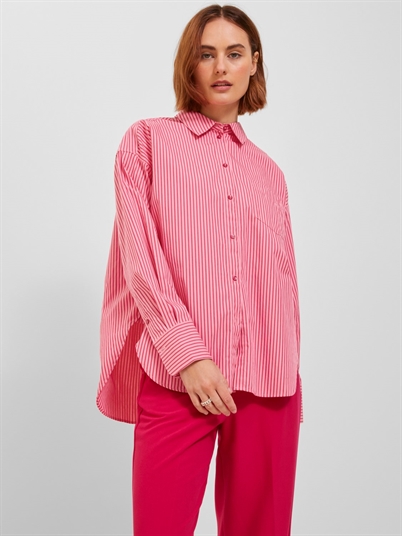 JJXX Jxjamie Relaxed Poplin Skjorte Cerise Stripe-Shop Online Hos Blossom