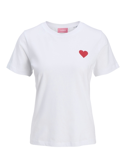 JJXX JXCarly Reg Fit Tee Bright White Heart - Shop Online Her