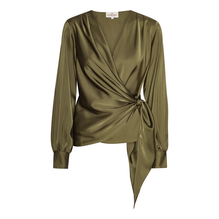 Karmamia Copenhagen Ines Bluse Semi Rich Olive - Shop Online Hos Blossom