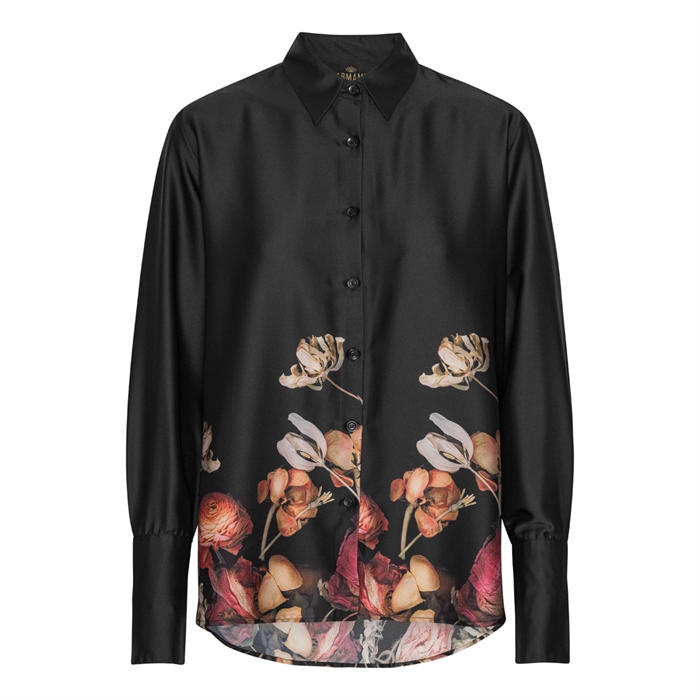 Karmamia Copenhagen Joseph Skjorte Black Blossom - Shop Online Hos Blossom