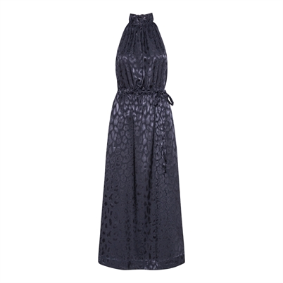 Karmamia Copenhagen Layla Kjole Navy Leo Jacquard - Shop Online Hos Blossom