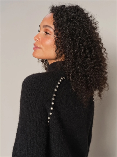 Mos Mosh MMZora Bead Highneck Knit Black - Shop Online Her