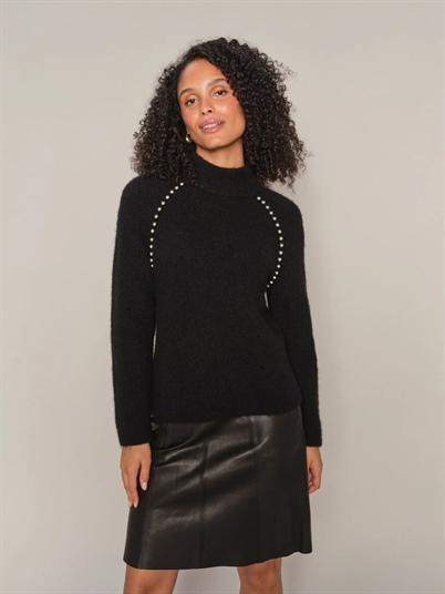 Mos Mosh MMZora Bead Highneck Knit Black - Shop Online Her