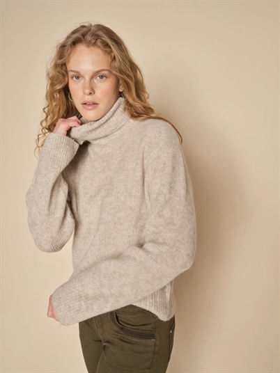 Mos Mosh MMAidy Thora Rollneck Strik Feather Grey - Shop Online Hos Blossom