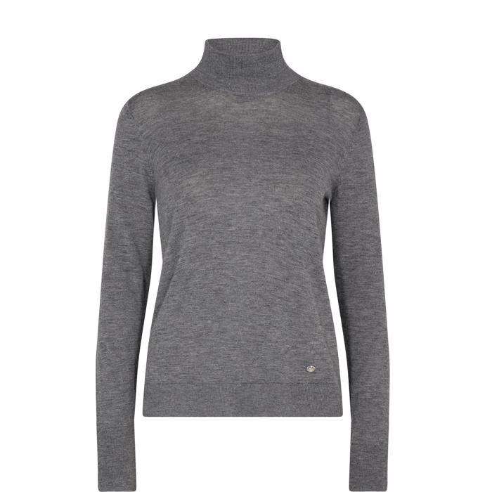 Relena Highneck Strik Grey Melange-Shop Mos Mosh Her