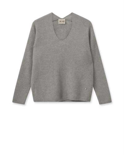 Mos Mosh MMThora V-Neck Strik Grey Melange - Shop Online Her