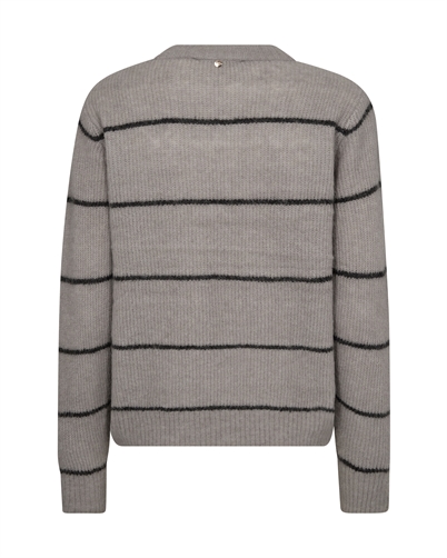 Mos Mosh MMThora Slim Stripe Crewneck Knit Mourning Dove - Shop Online Her