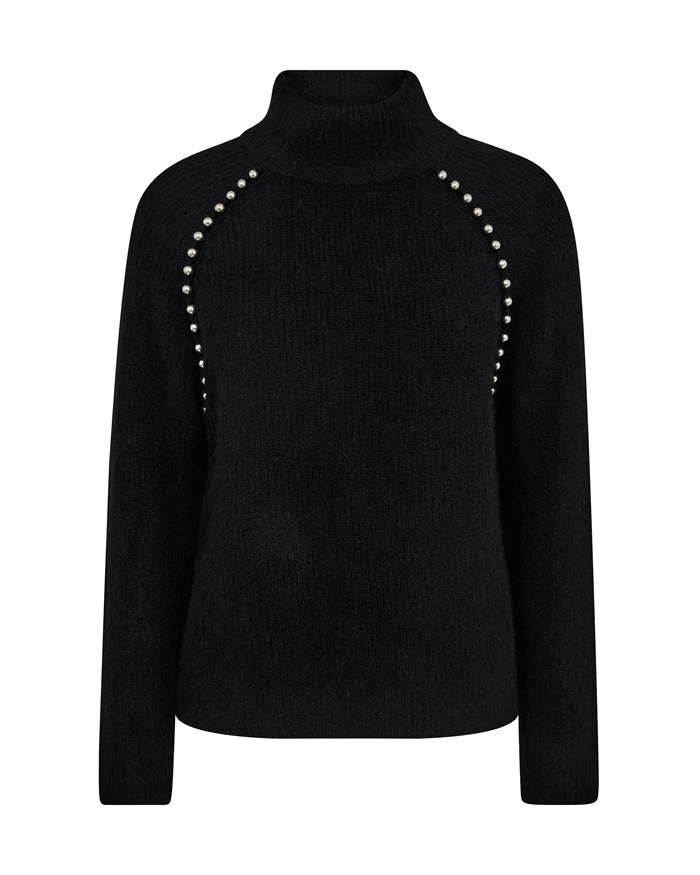 Mos Mosh MMZora Bead Highneck Knit Black - Shop Online Her