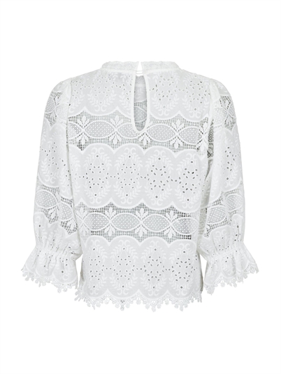 Neo Noir Adela Big Embroidery Bluse White Shop Online Hos Blossom