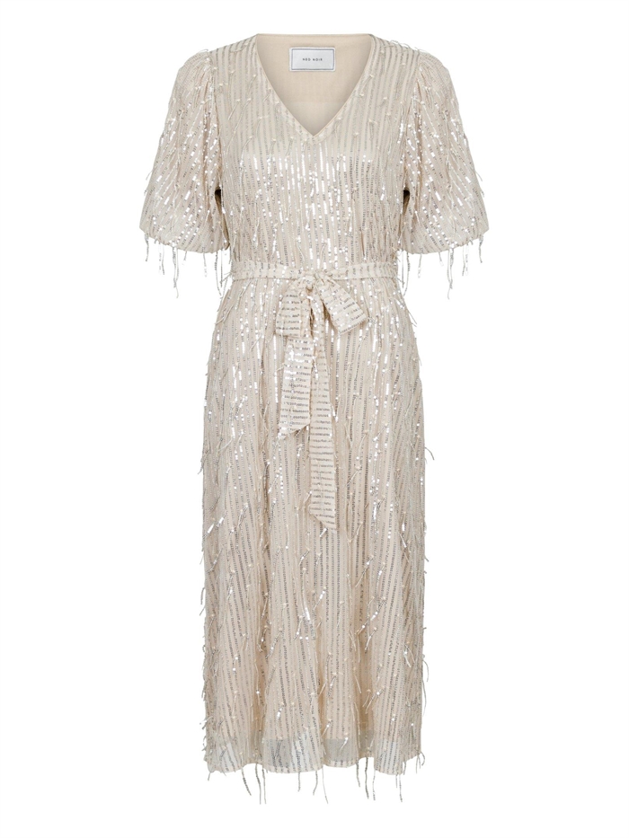 Neo Noir Benita Sequins Kjole Champagne Shop Online Hos Blossom