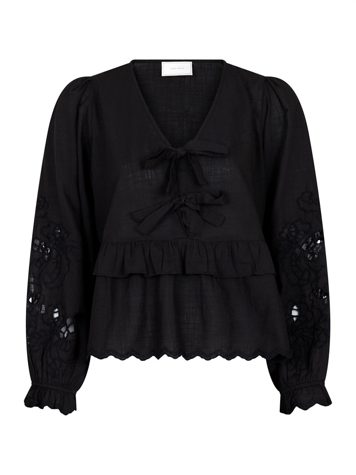 Eden Embrodery Bluse Black-Shop Neo Noir Nyheder