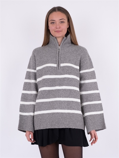 Neo Noir Nevena Stripe Strik Dark Grey Off White-Shop Online Hos Blossom