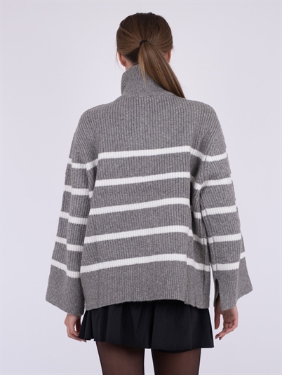 Neo Noir Nevena Stripe Strik Dark Grey Off White-Shop Online Hos Blossom