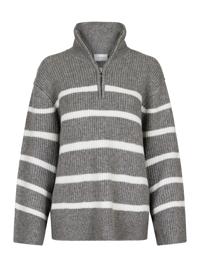 Neo Noir Nevena Stripe Strik Dark Grey Off White-Shop Online Hos Blossom