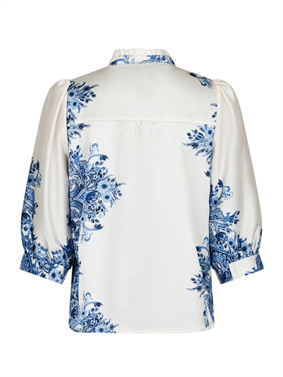 Neo Noir Roselle Paisley Border Bluse Bright Blue Shop Online Hos Blossom