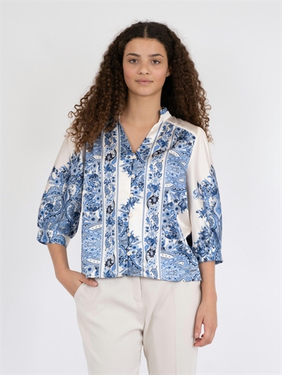 Neo Noir Roselle Paisley Border Bluse Bright Blue Shop Online Hos Blossom