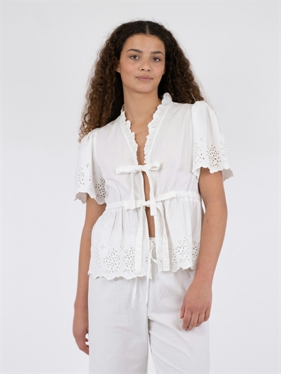 Neo Noir Satsi Embroidery Bluse White Shop Online Hos Blossom