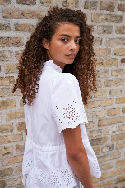 Neo Noir Satsi Embroidery Bluse White Shop Online Hos Blossom