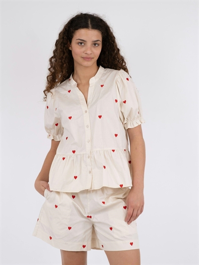 Neo Noir Savy Hearts Bluse Creme Shop Online Hos Blossom