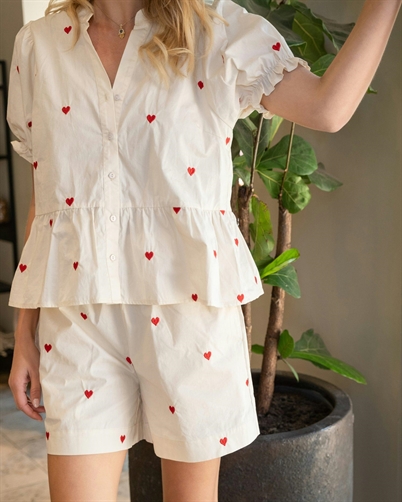 Neo Noir Savy Hearts Bluse Creme Shop Online Hos Blossom