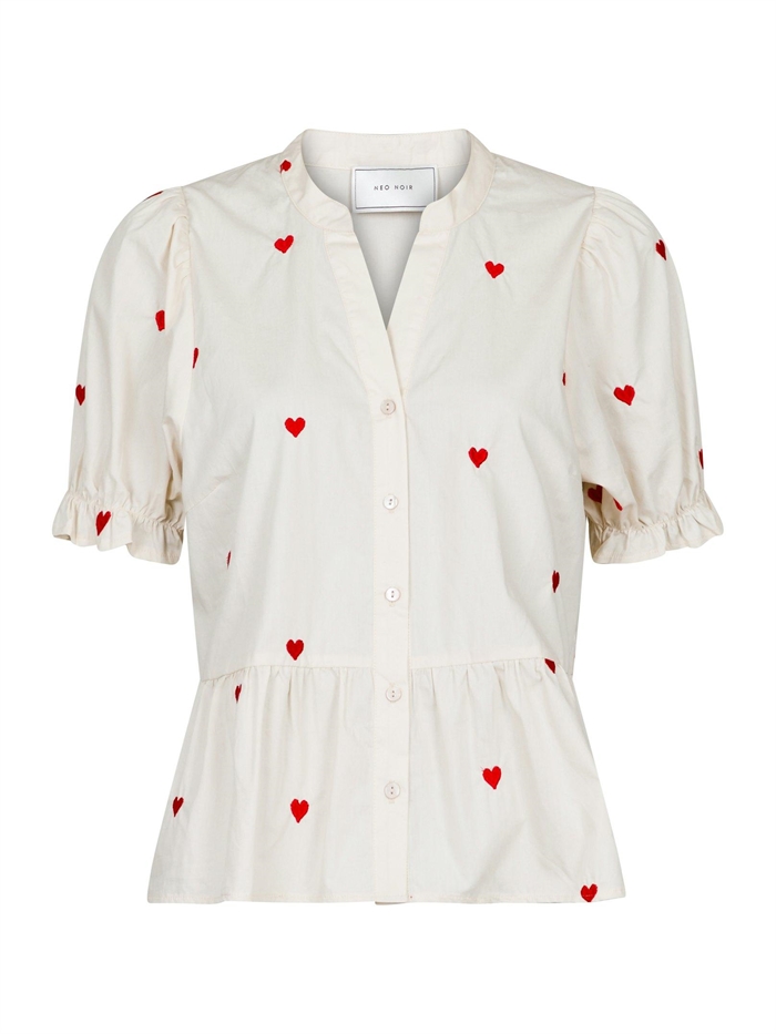 Neo Noir Savy Hearts Bluse Creme Shop Online Hos Blossom