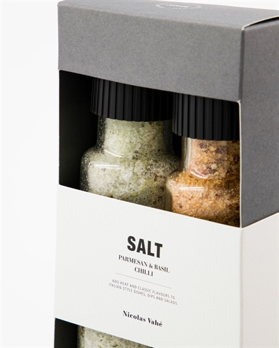 Nicolas Vahe Gaveæske Parmasan & Basil salt & Chili Salt  - Shop Online Hos Blossom