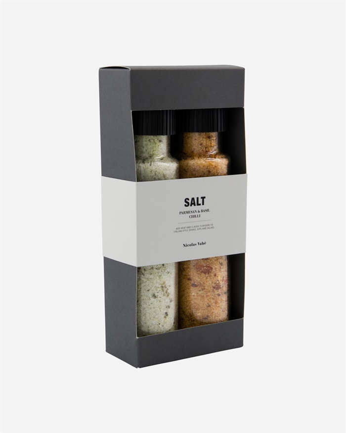 Nicolas Vahe Gaveæske Parmasan & Basil salt & Chili Salt  - Shop Online Hos Blossom