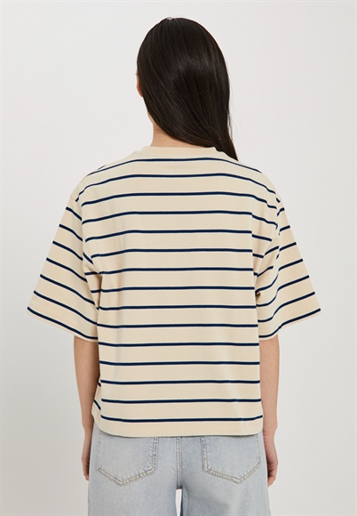 Norr Giva T-Shirt Navy Stripe - Shop Online Her