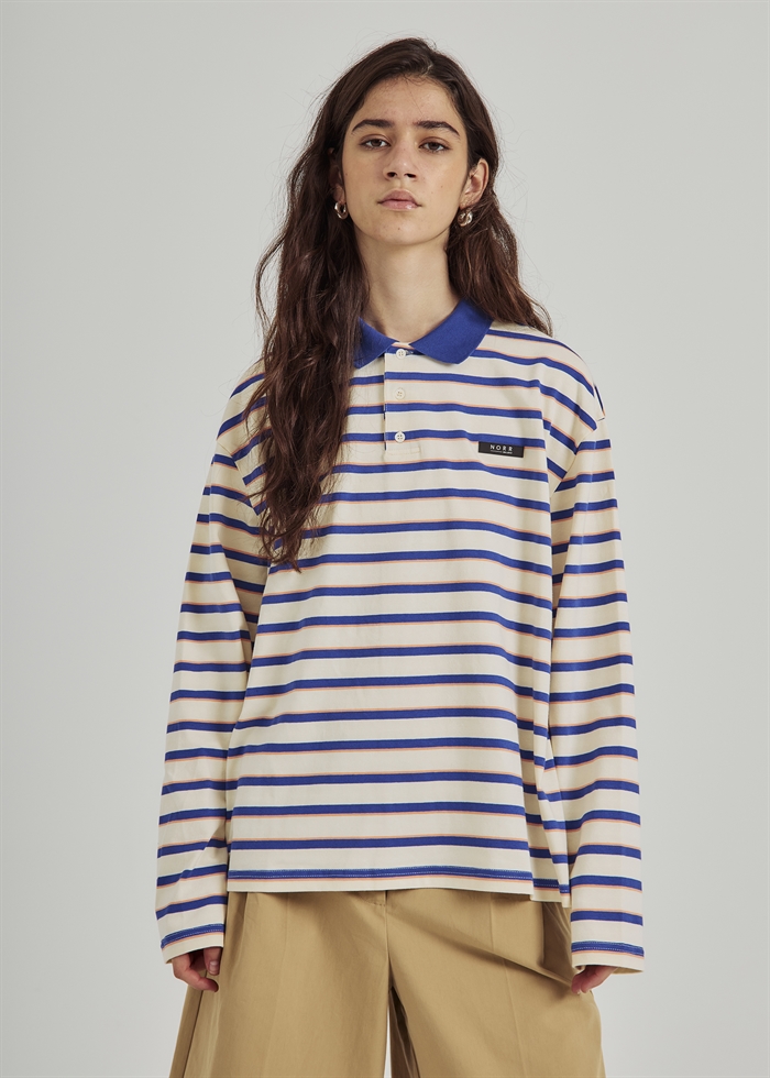 Norr Dagma LS Polo Ivory Blue - Shop Online Her