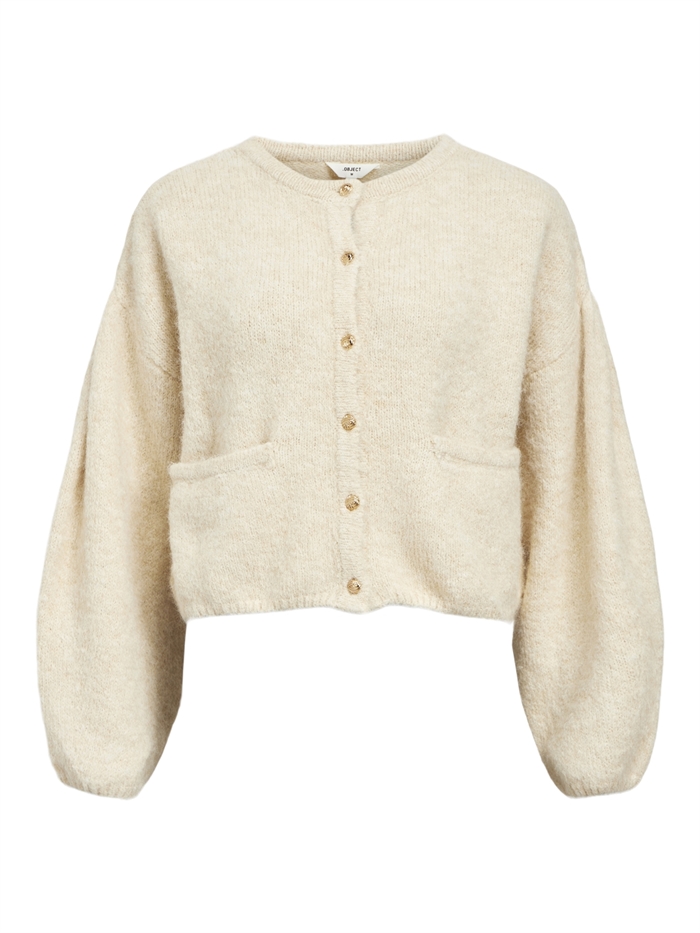 Object Objsaggia Cardigan White Sand Melange - Shop Online