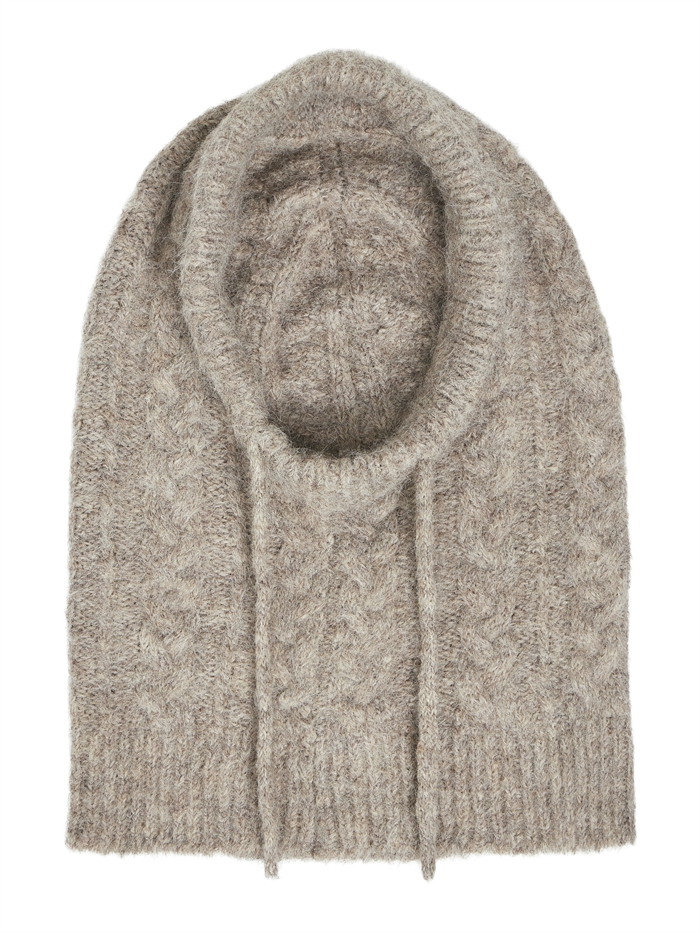 Object Objmilu Cable Knit Balaclava Humus - Shop Online Her