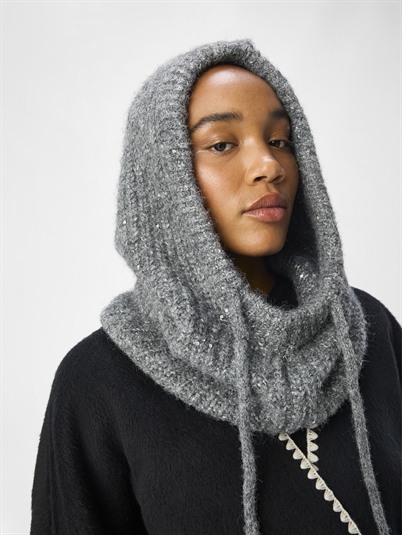 Object Objmilu Sequins Knit Balaclava Grey Melange - Shop Online Her