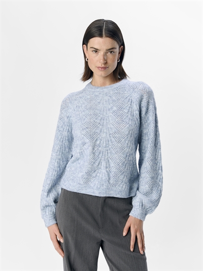 Object ObjFlora Knit Pullover Noos Cornflower Blue Melange - Shop Online Her