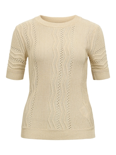 Object Objfriella Knit T-shirt Sandshell Gold Lurex - Shop Online Hos Blossom