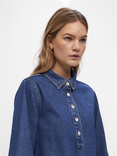 Object Objharlow Shirt Kjole Medium Blue Denim - Shop Online Hos Blossom