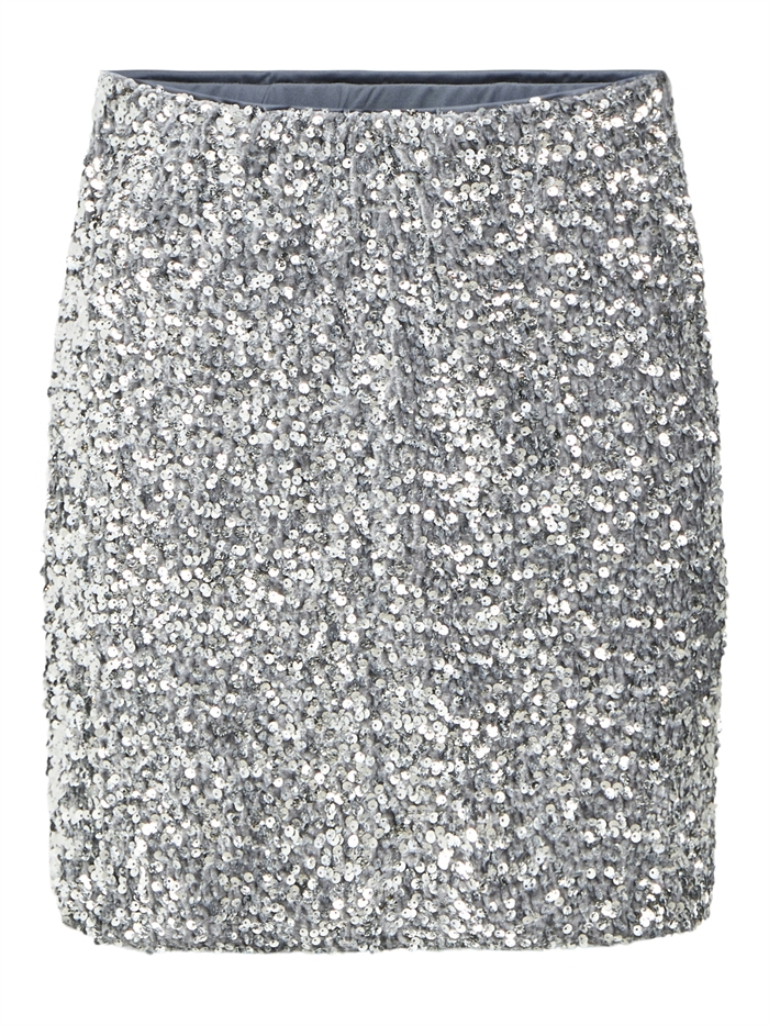 Object Objkinnie Mini Nederdel Asphalt Silver - Shop Online Hos Blossom