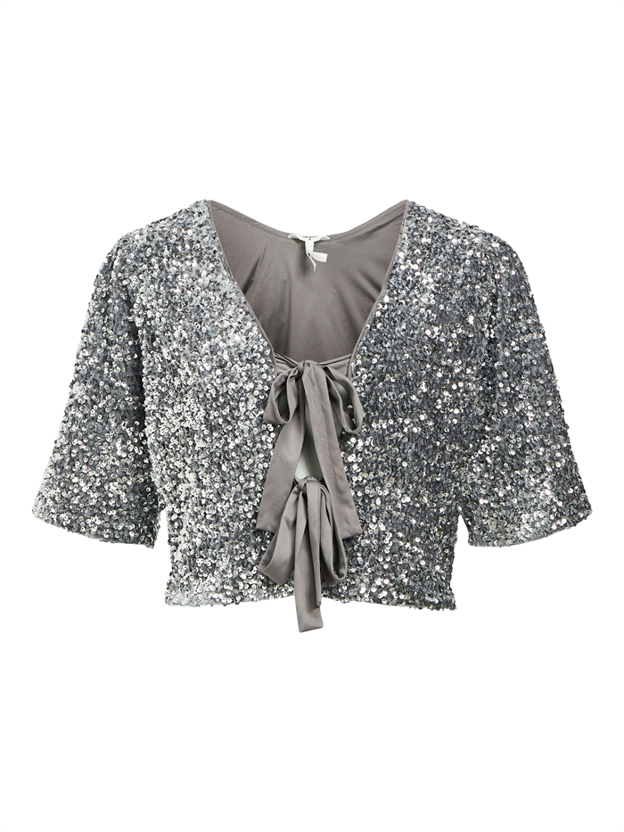 Object Objkkinnie 2/4 Tie Top Asphalt Silver - Shop Online Hos Blossom