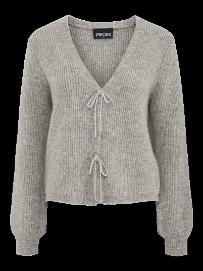 Pieces PcAnna Glitter Bow Cardigan Grey Melange - Shop Online Her