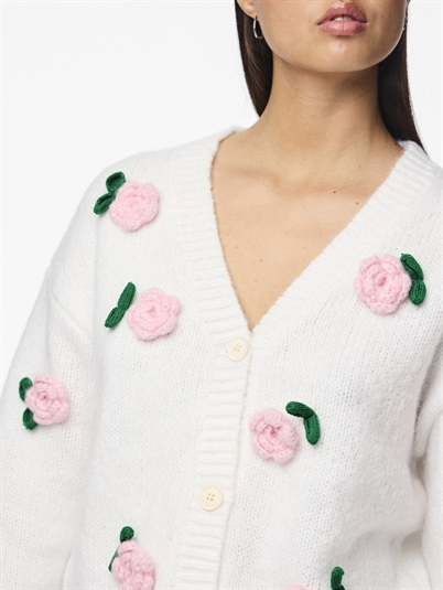 Pieces Pclydia Strik Cardigan Cloud Dancer Flower - Shop Online Hos Blossom