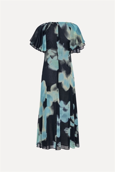 Rotate Birger Christensen Chiffon Flowy Maxi Kjole Blue Print Shop Online Hos Blossom