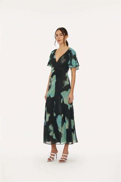 Rotate Birger Christensen Chiffon Flowy Maxi Kjole Blue Print Shop Online Hos Blossom